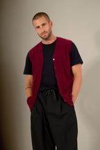 Cardigan Col V Sans Manches - Arthur - Bordeaux
