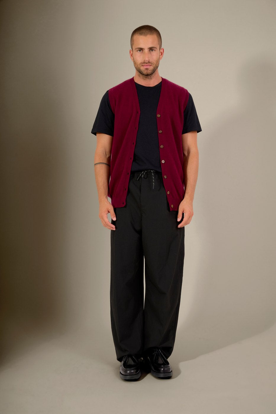 Cardigan Col V Sans Manches - Arthur - Bordeaux