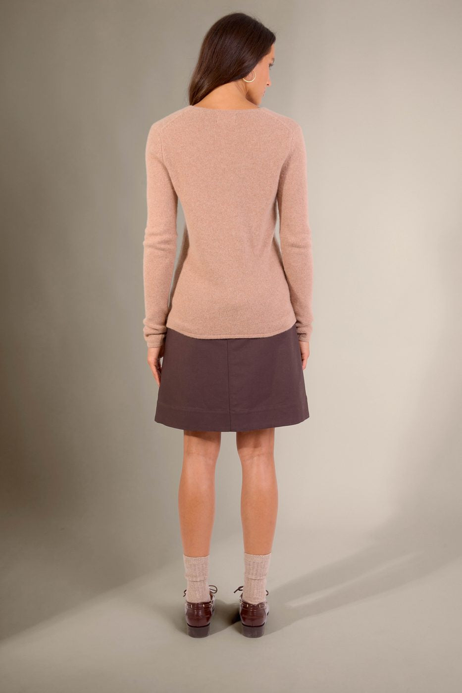 Pull Col V 4 Fils - Gaby - Camel Chiné