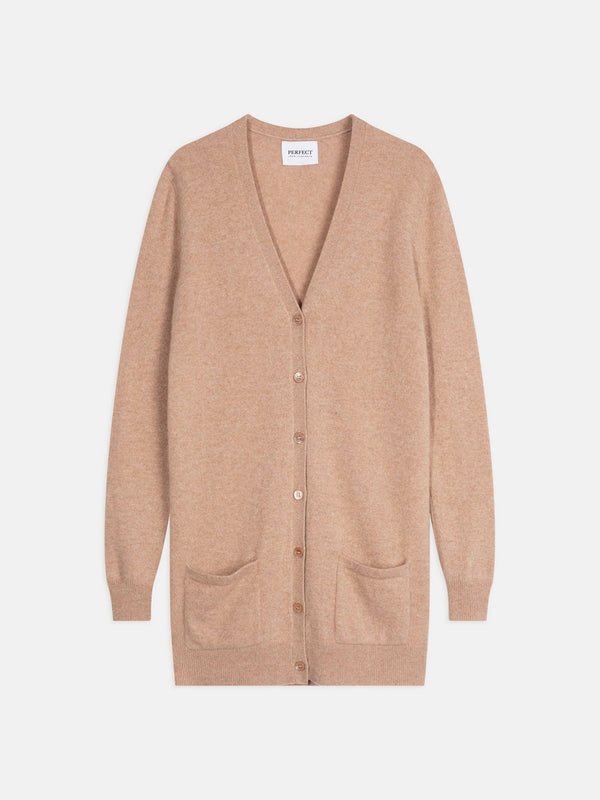 Cardigan Col V - Pearl - Camel Chiné