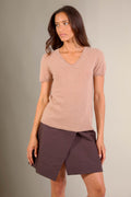 T-Shirt Col V - Efimia - Camel Chiné
