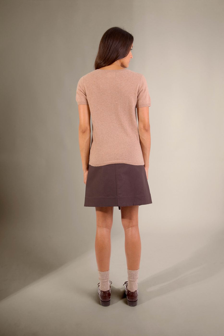 T-Shirt Col V - Efimia - Camel Chiné