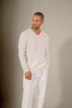 Pull Col V 4 Fils - Enzo - Neige