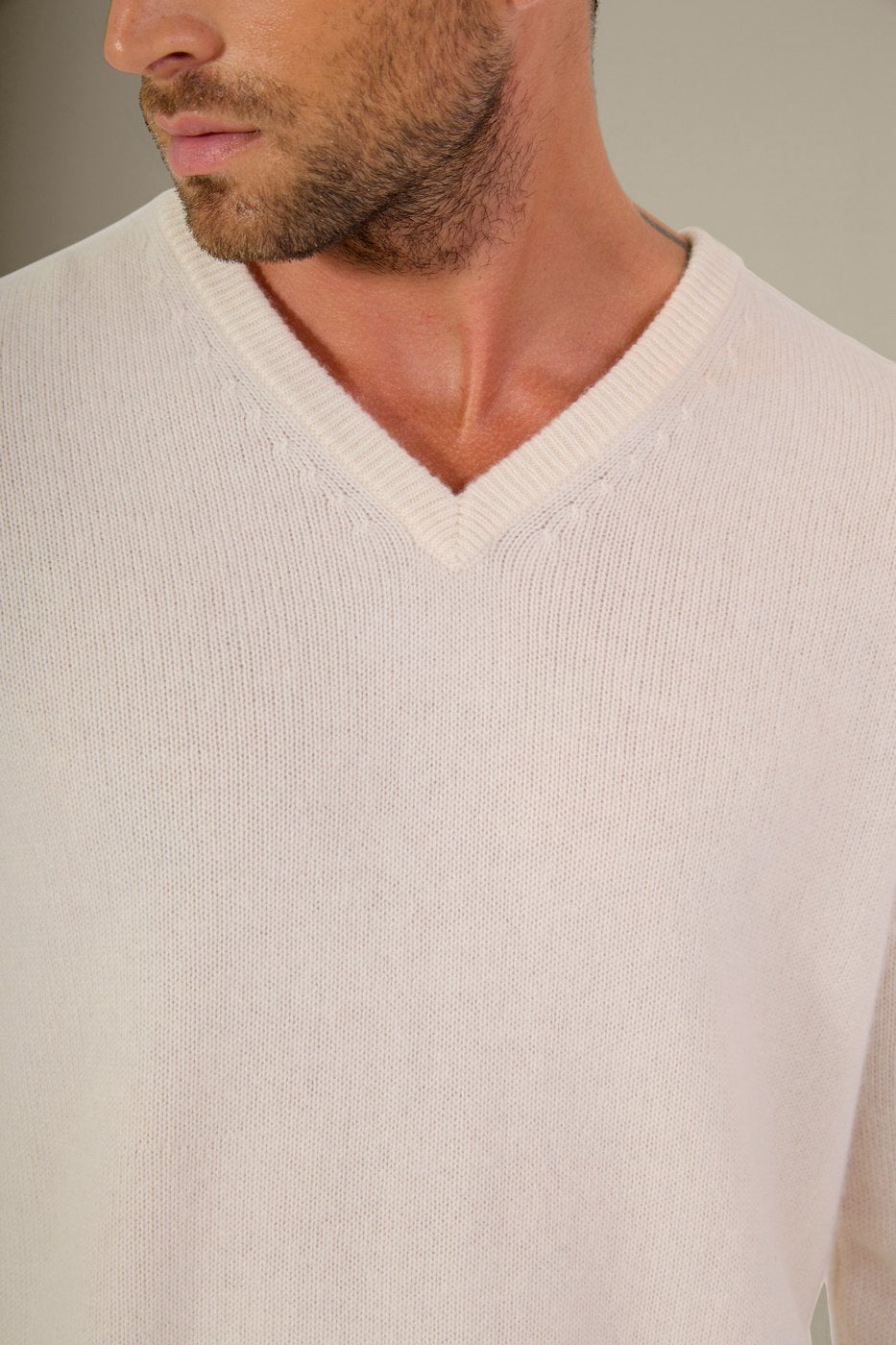 Pull Col V 4 Fils - Enzo - Neige