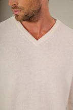 Pull Col V 4 Fils - Enzo - Neige