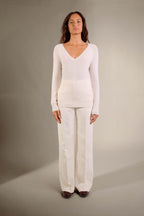 Pull Col V - Penelope - Ivoire