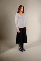 Pull Col V 4 Fils - Gaby - Nuage Chiné