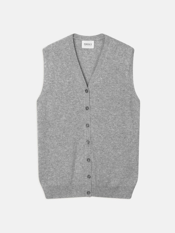 Cardigan Col V Sans Manches - Arthur - Nuage Chiné