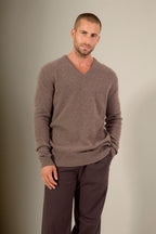 Pull Col V 4 Fils - Enzo - Taupe Chiné