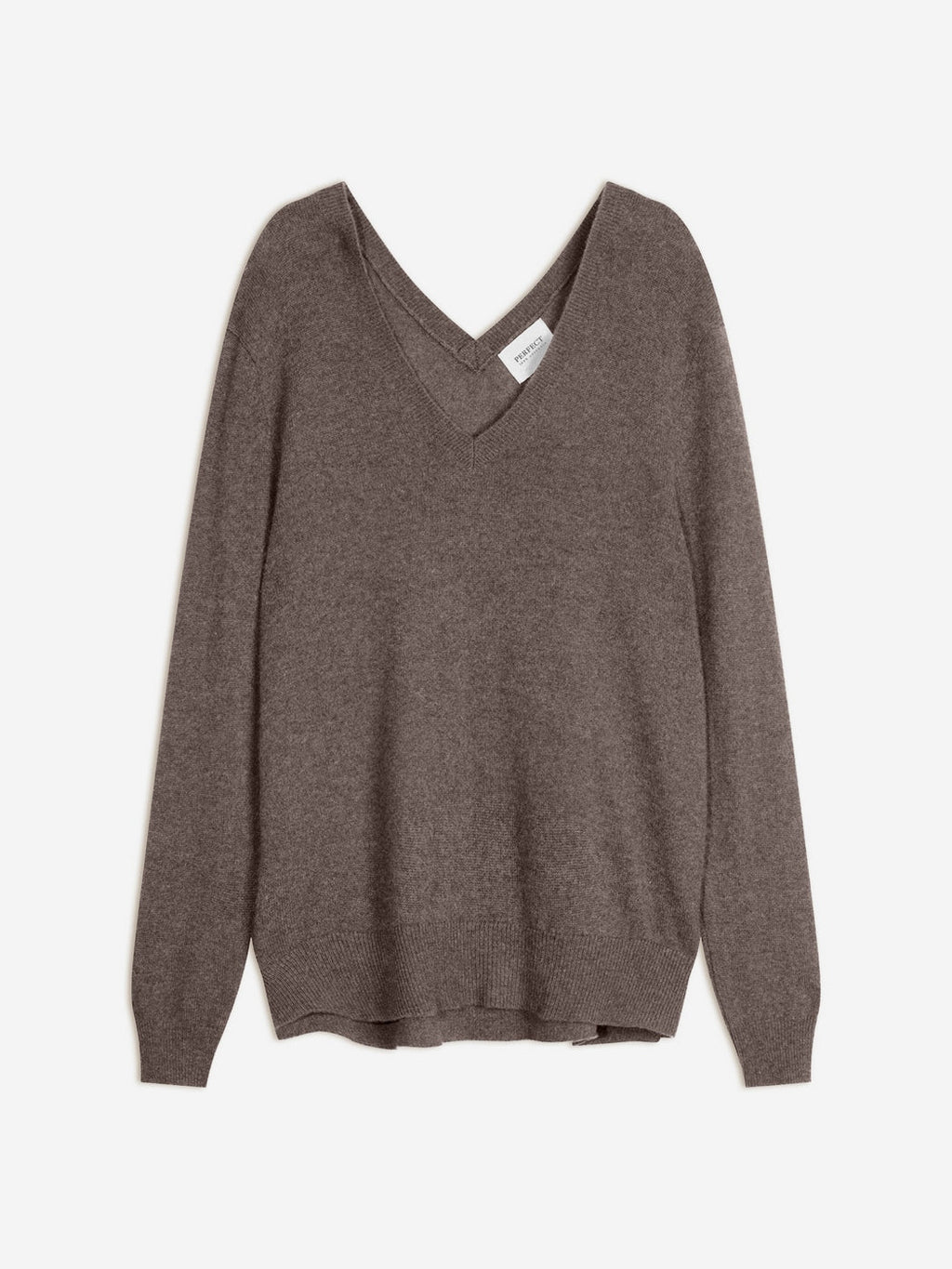 Pull Col V Devant Et Dos - Lova - Taupe Chiné