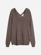 Pull Col V Devant Et Dos - Lova - Taupe Chiné