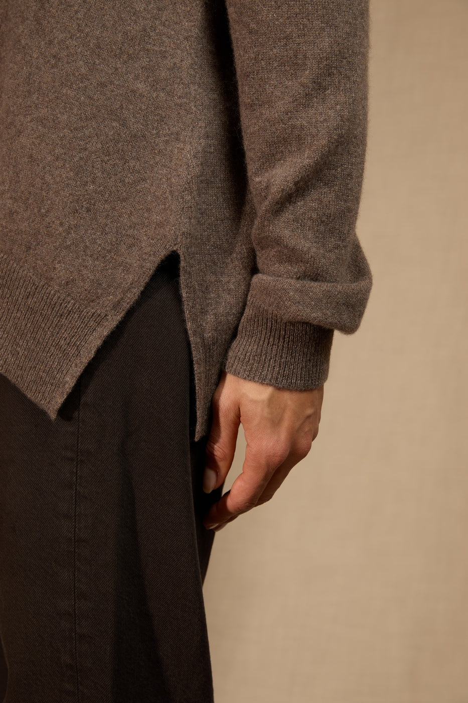Pull Col V Devant Et Dos - Lova - Taupe Chiné