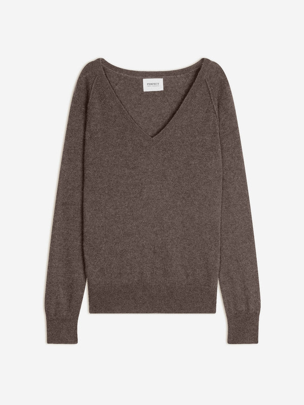 Pull Col V - Penelope - Taupe Chiné