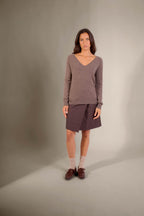 Pull Col V - Penelope - Taupe Chiné