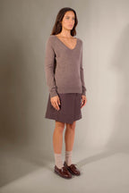 Pull Col V - Penelope - Taupe Chiné