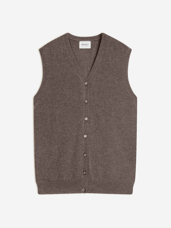 Cardigan Col V Sans Manches - Arthur - Taupe Chiné