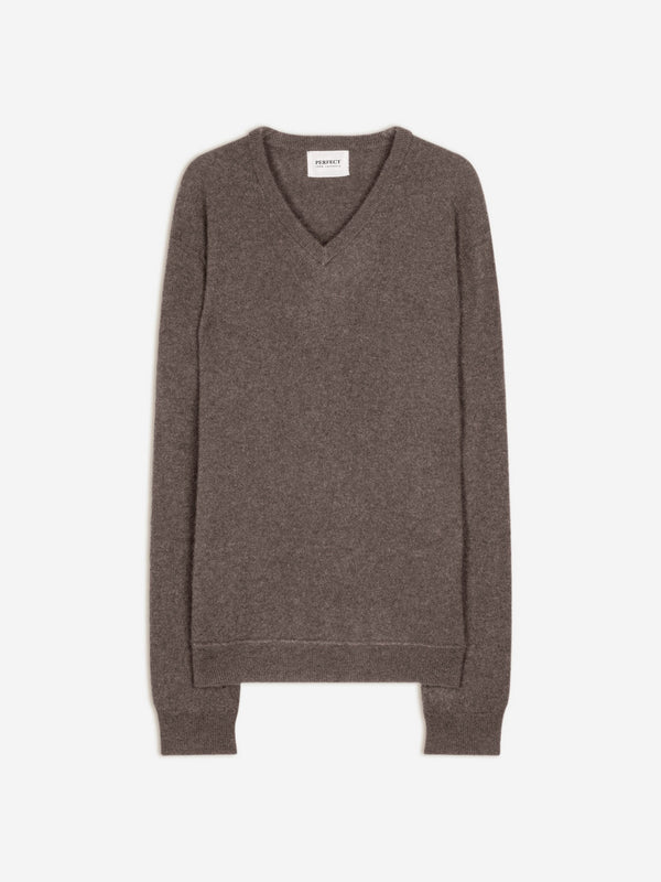 Pull Col V - Lorenzo - Taupe Chiné