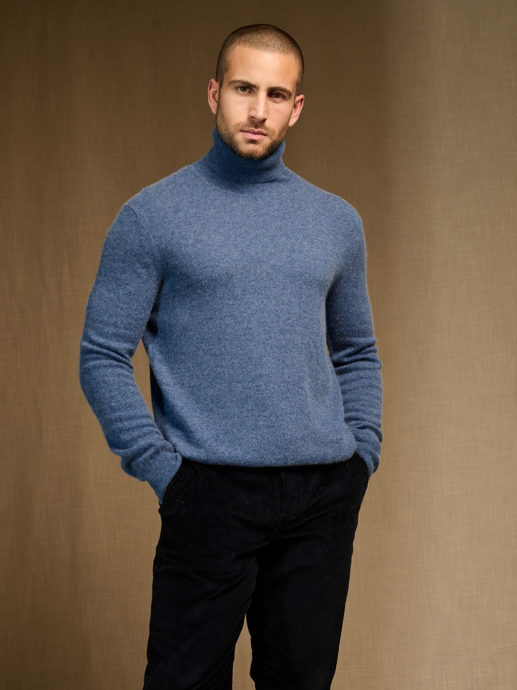 Pull Col Roulé - Trevor - Bleu Denim