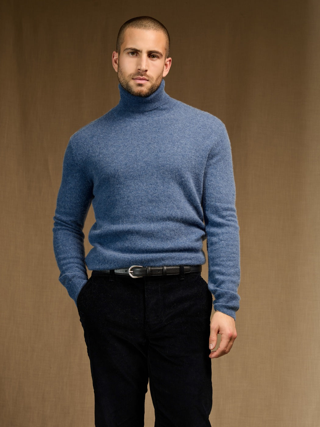 Pull Col Roulé - Trevor - Bleu Denim