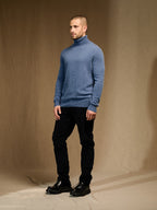 Pull Col Roulé - Trevor - Bleu Denim