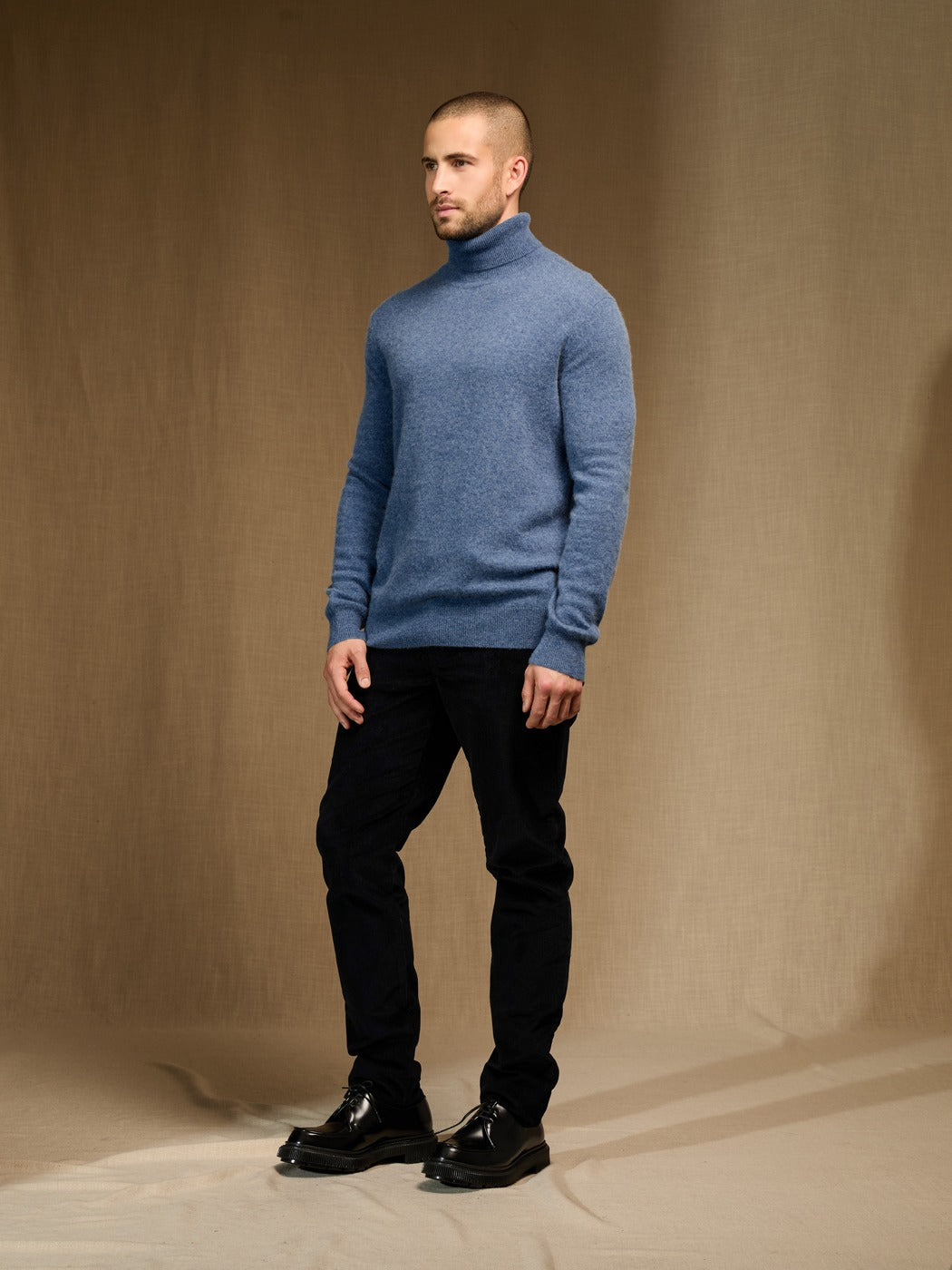 Pull Col Roulé - Trevor - Bleu Denim