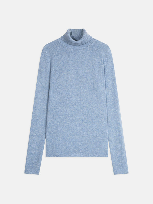 Pull Col Roulé 4 Fils - Willow - Bleu Ciel Chiné