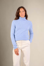 Pull Col Roulé 4 Fils - Willow - Bleu Ciel Chiné