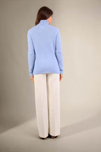 Pull Col Roulé 4 Fils - Willow - Bleu Ciel Chiné