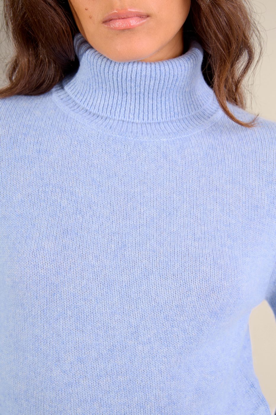 Pull Col Roulé 4 Fils - Willow - Bleu Ciel Chiné