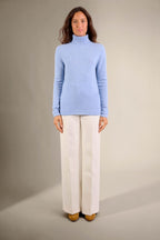 Pull Col Roulé 4 Fils - Willow - Bleu Ciel Chiné