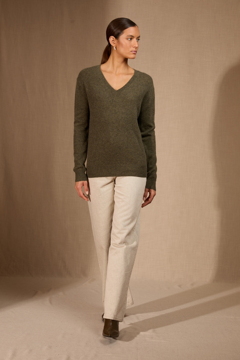 Pull Col V - Kalie - Army Chiné