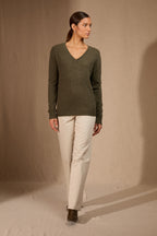 Pull Col V - Kalie - Army Chiné