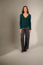 Cardigan Col V - Paige - Cyprès