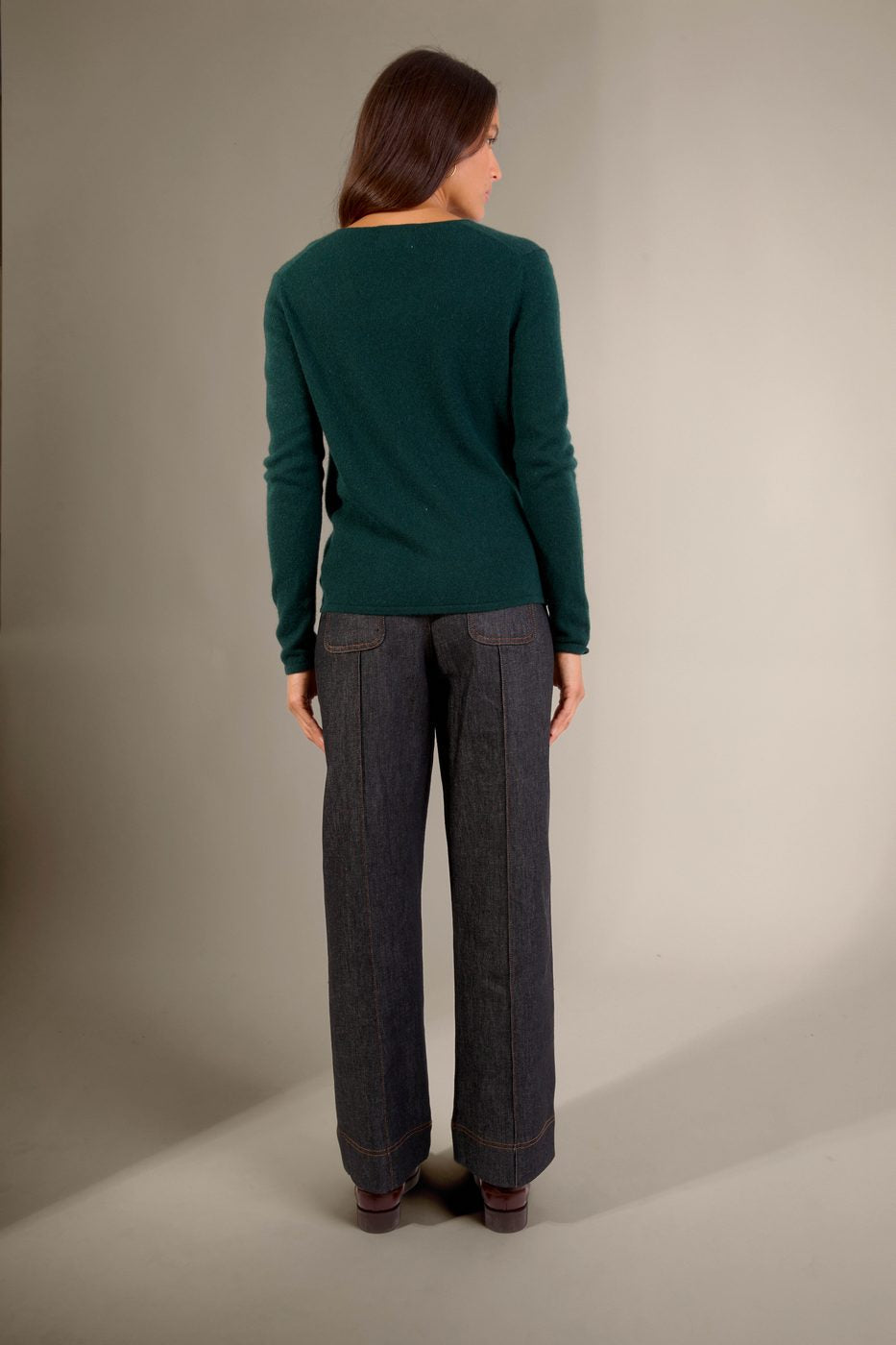 Cardigan Col V - Paige - Cyprès