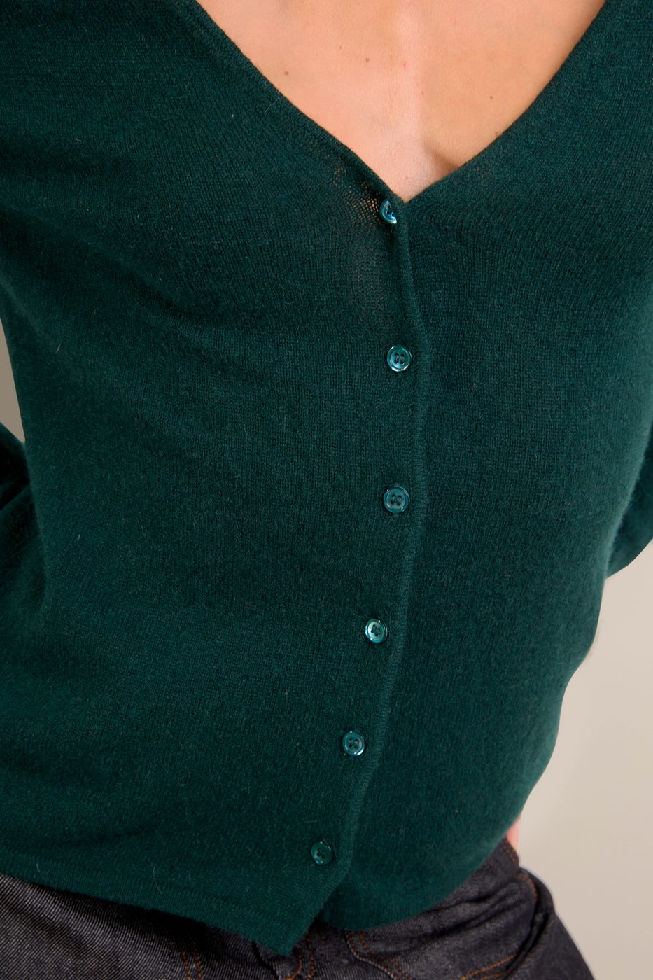 Cardigan Col V - Paige - Cyprès