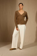 Cardigan Col V - Paige - Noisette