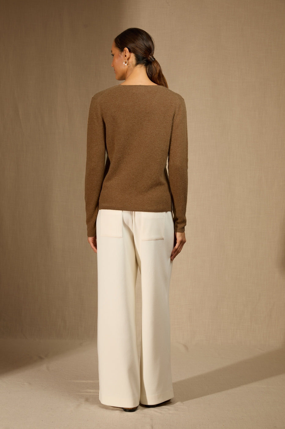 Cardigan Col V - Paige - Noisette