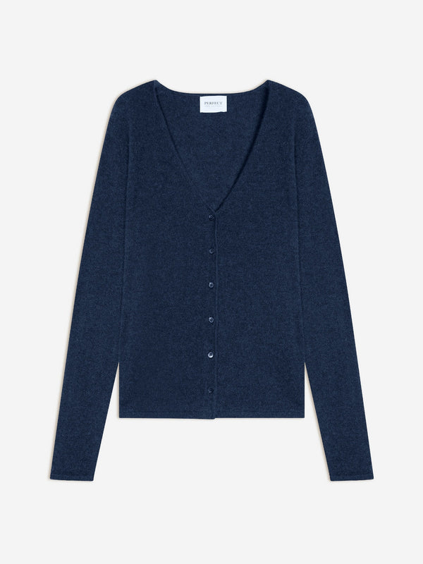Cardigan Col V - Paige - Ocean Chiné
