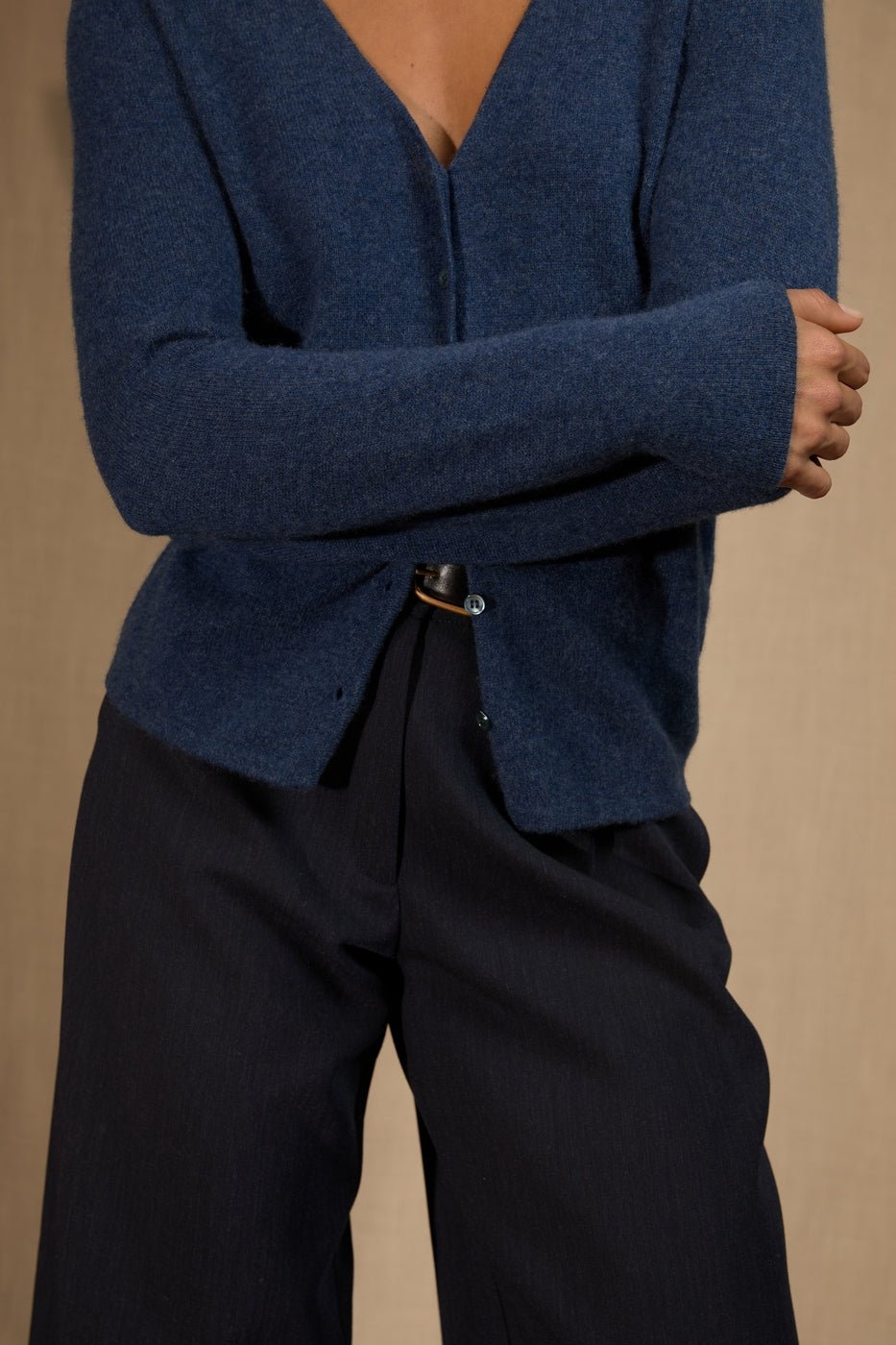 Cardigan Col V - Paige - Ocean Chiné