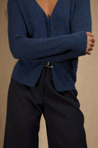 Cardigan Col V - Paige - Ocean Chiné