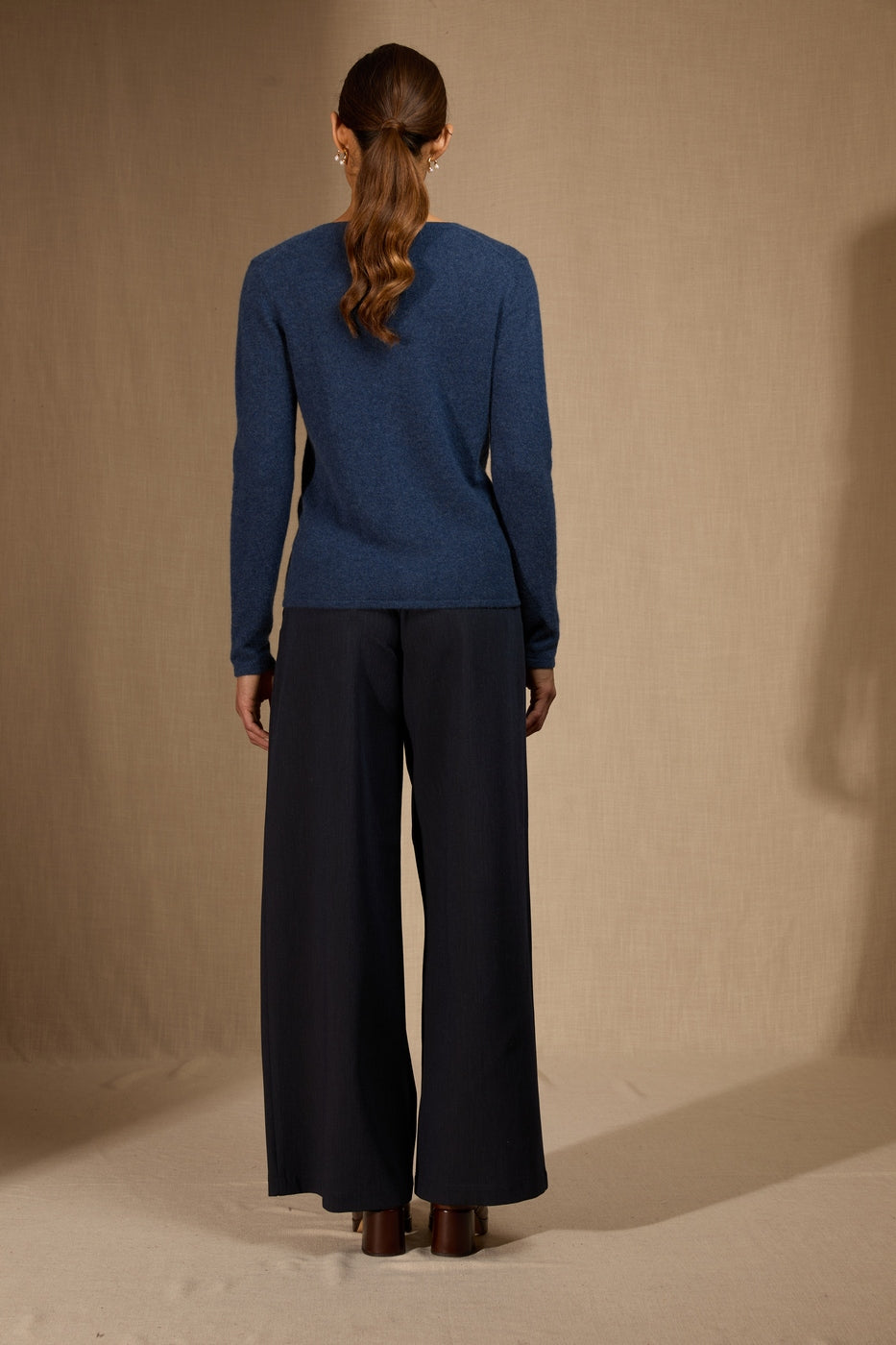 Cardigan Col V - Paige - Ocean Chiné