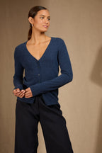 Cardigan Col V - Paige - Ocean Chiné