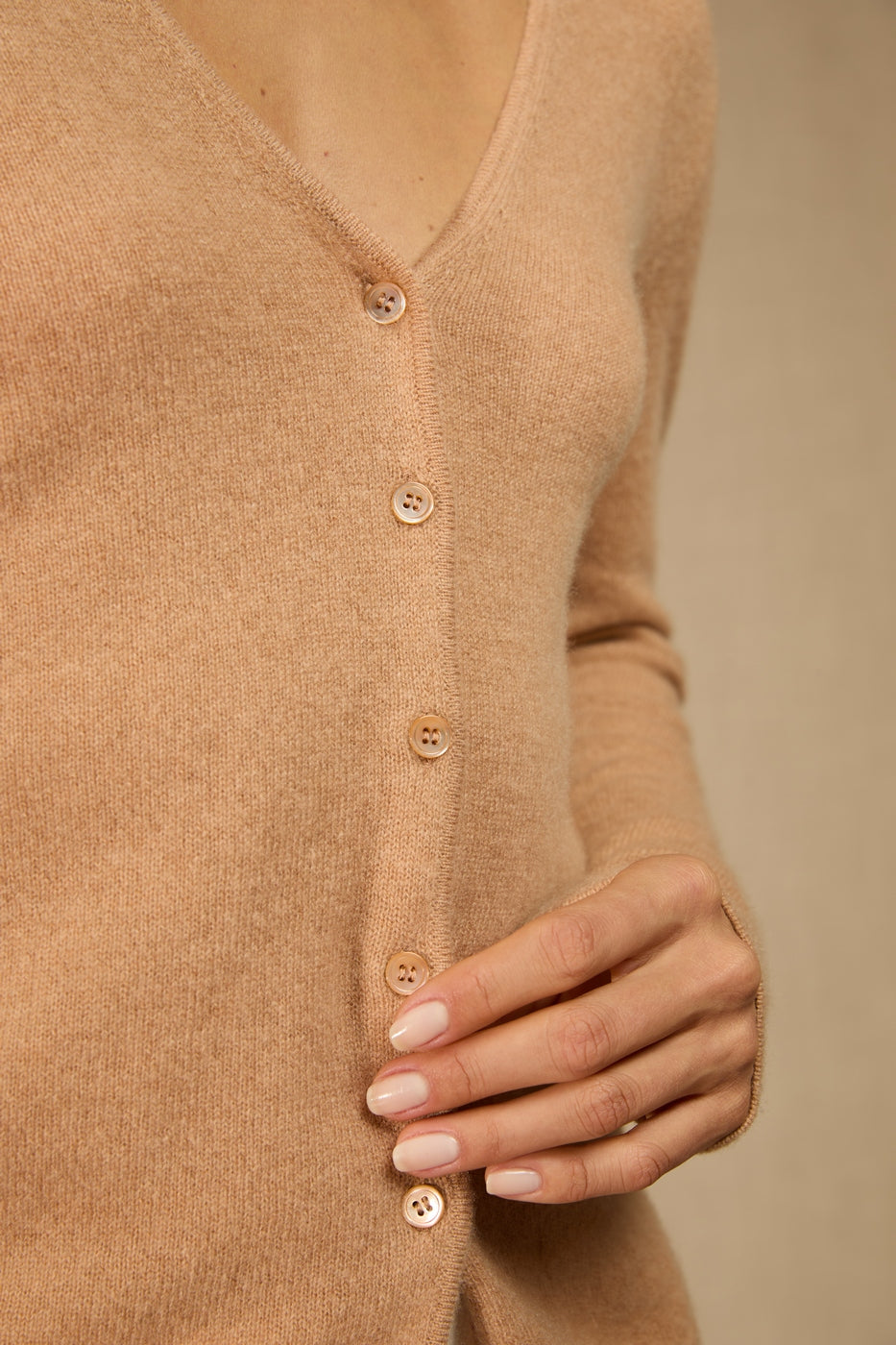 Cardigan Col V - Paige - Sahara