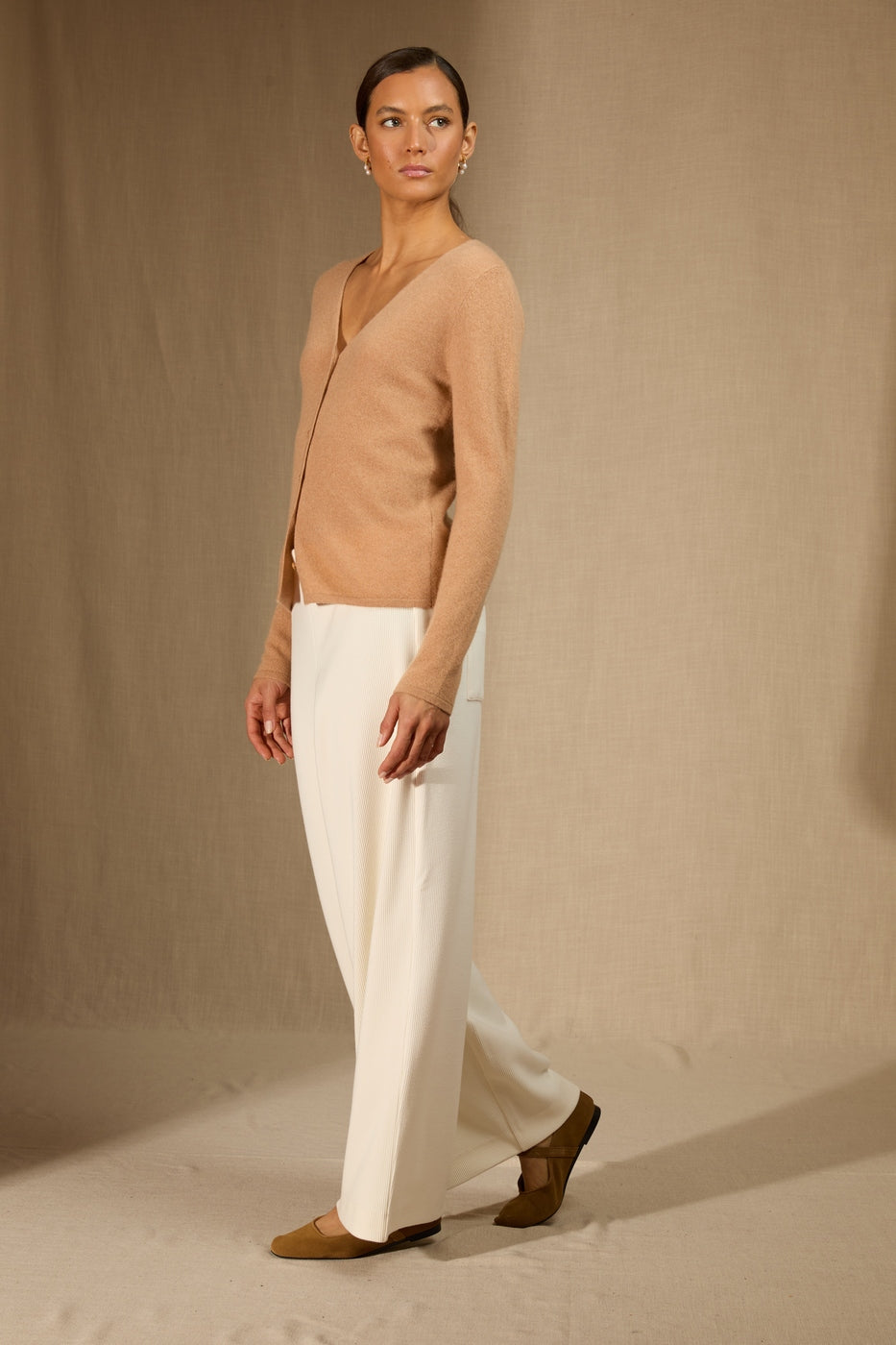Cardigan Col V - Paige - Sahara