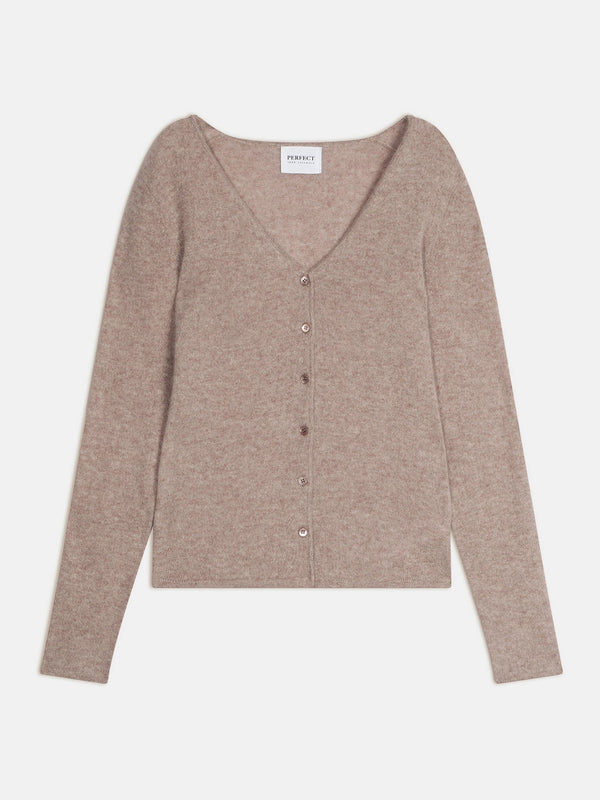 Cardigan Col V - Paige - Taupe Clair Chiné