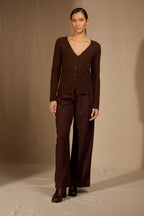 Cardigan Col V - Paige - Café