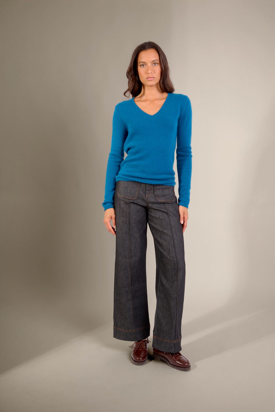 Pull Col V 4 Fils - Gaby - Paon
