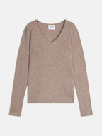 Pull Col V 4 Fils - Gaby - Taupe Clair Chiné
