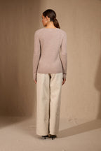 Pull Col V 4 Fils - Gaby - Taupe Clair Chiné
