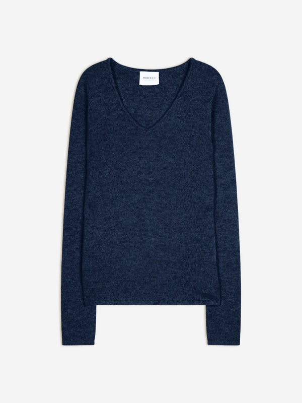Pull Col V 4 Fils - Gaby - Ocean Chiné